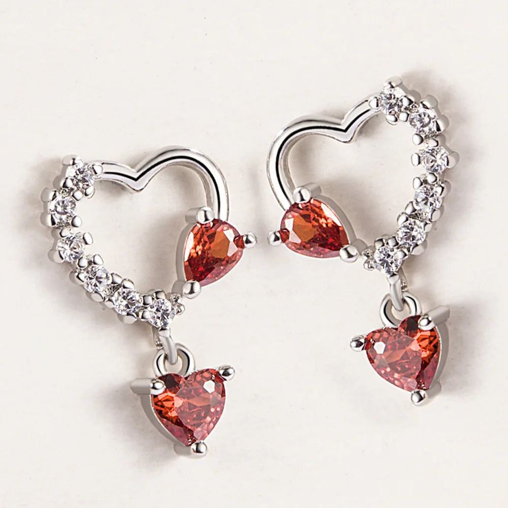 Drop Earrings Women Engagement Party Exquisite Ear Accessories Fashion Jewelry Temperament Sweet Pink Pear Cubic Zirconia