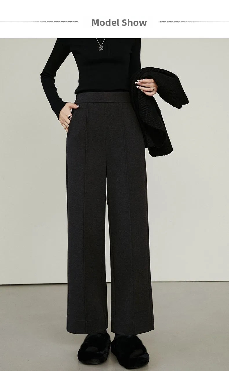 Luxe High-Waist Wool Blend Wide-Leg Trousers