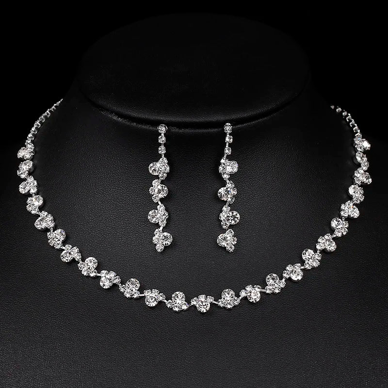 BLIJERY Fashion Bridesmaid Bridal Jewelry Sets for Women Rhinestone Crystal Necklace Earrings Sets Prom Wedding Jewelry Sets