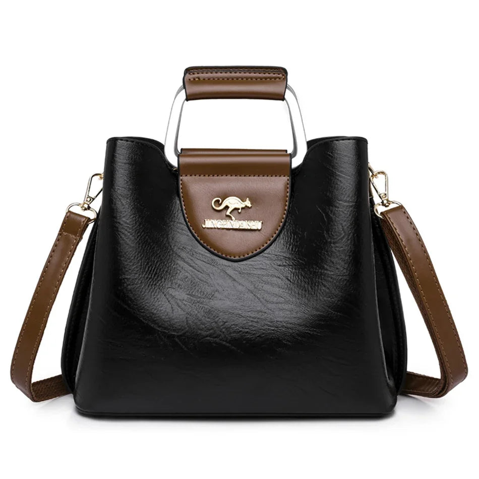 Vintage Luxe Leather Tote | Elegant Women's Shoulder & Crossbody Handbag