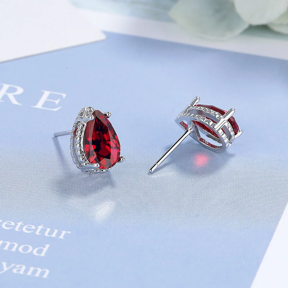 Drop Earrings Women Engagement Party Exquisite Ear Accessories Fashion Jewelry Temperament Sweet Pink Pear Cubic Zirconia