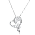 Pendant Heart Necklaces For Women Zircon Aesthetic Rose Flower Choker Chains Silver Color Gifts jewelry Wholesale N172