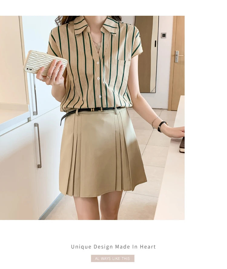 Fashion striped women blouses New Spring Summer ladies shirts sleeveless bottoming shirts Tops blusa mujer
