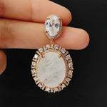 Big Round Drop Earrings Women Luxury Jewelry Shiny Zircon Wedding Bride Dinner Party Green Orange White Dangle Earrings