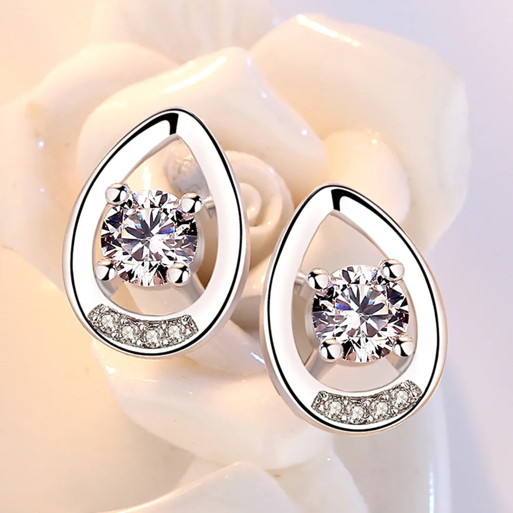Drop Earrings Women Engagement Party Exquisite Ear Accessories Fashion Jewelry Temperament Sweet Pink Pear Cubic Zirconia