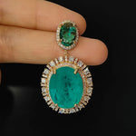Big Round Drop Earrings Women Luxury Jewelry Shiny Zircon Wedding Bride Dinner Party Green Orange White Dangle Earrings