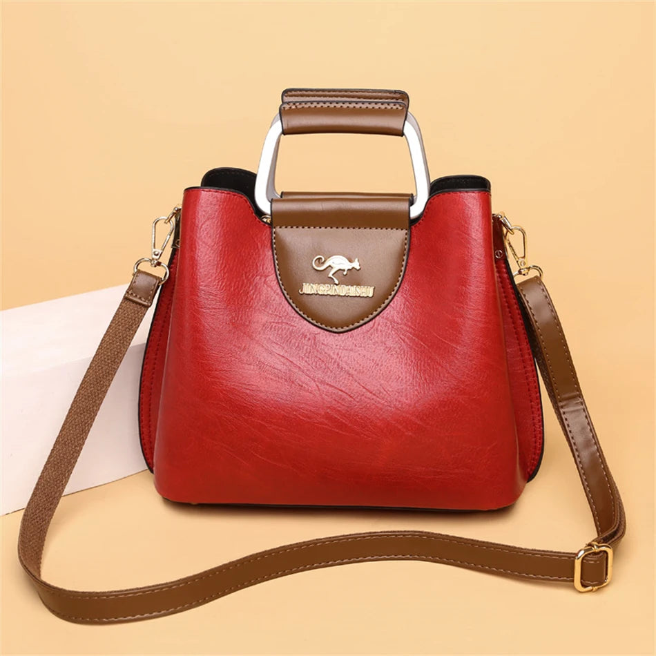 Vintage Luxe Leather Tote | Elegant Women's Shoulder & Crossbody Handbag