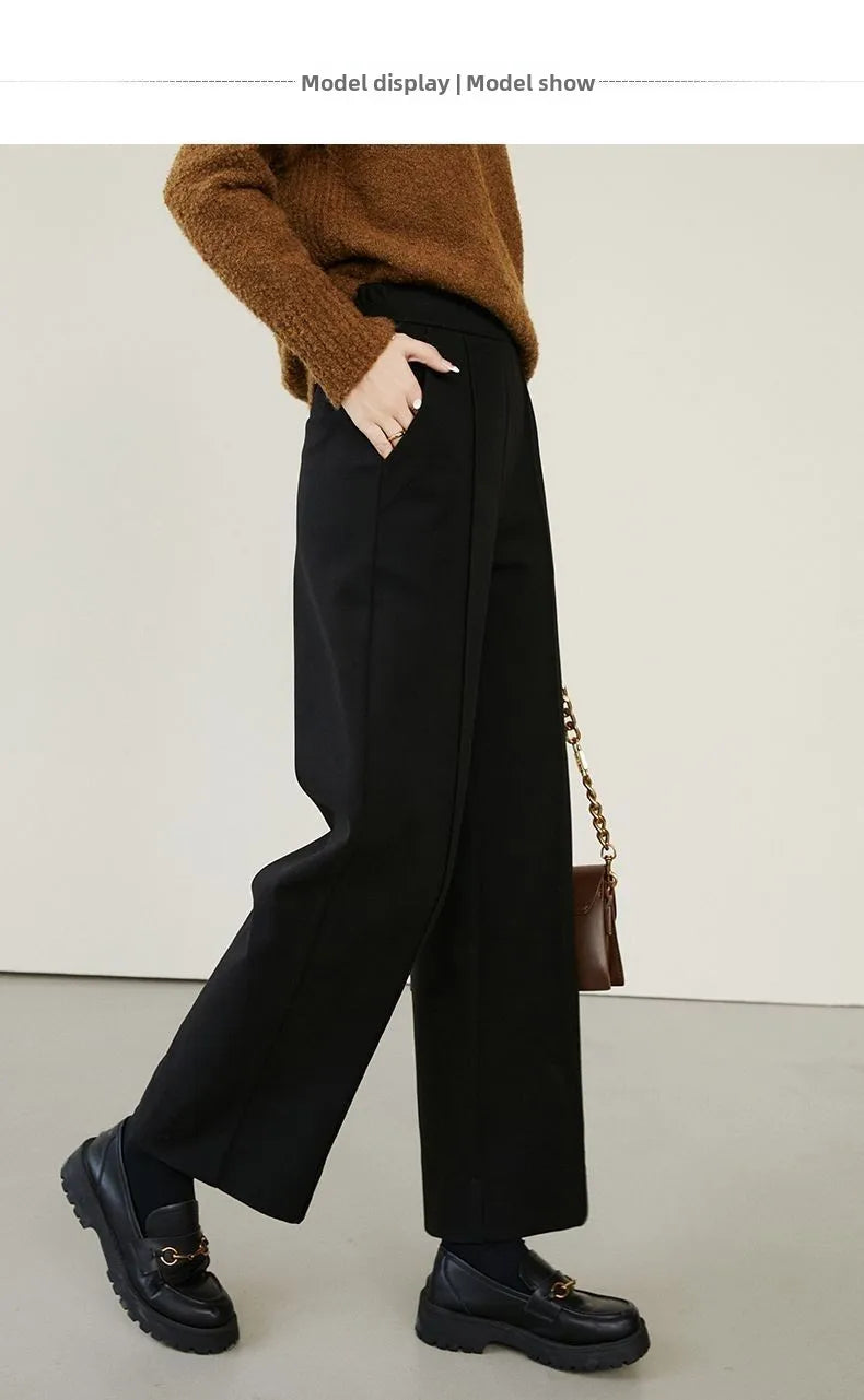 Luxe High-Waist Wool Blend Wide-Leg Trousers