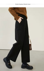 Luxe High-Waist Wool Blend Wide-Leg Trousers