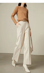 Luxe High-Waist Wool Blend Wide-Leg Trousers