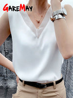 Women's Black Blouses Summer Elegant Tunic Vintage Office Satin Silk Blouse Basic Chiffon Tops Shirt 2025 For Women