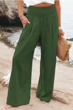 Women's Solid Summer Pants High Waist Thin Casual Loose Wide Leg Vintage Pants Pantalones De Mujer Work Business Casual Trousers
