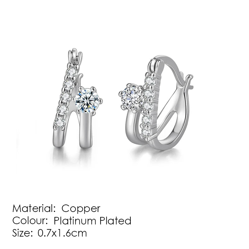 Stud Earrings For Women Classic Six Claw Clear AAA+Cubic Zirconia Rose Gold Color Fashion Jewelry For Female KAE094