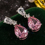 Drop Earrings Women Engagement Party Exquisite Ear Accessories Fashion Jewelry Temperament Sweet Pink Pear Cubic Zirconia