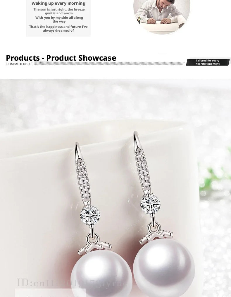Elegant 925 Sterling Silver Luxury Pearl Earrings for Women, Wedding Party Jewelry Accessories