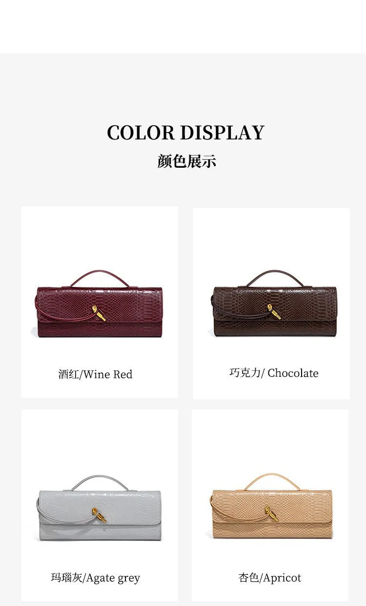 Luxury Design Top-Handle Bag for Women Evening Handbag Long Purse PU Snakeskin Pattern Crossbody Shoulder Bags Fashion Outfits
