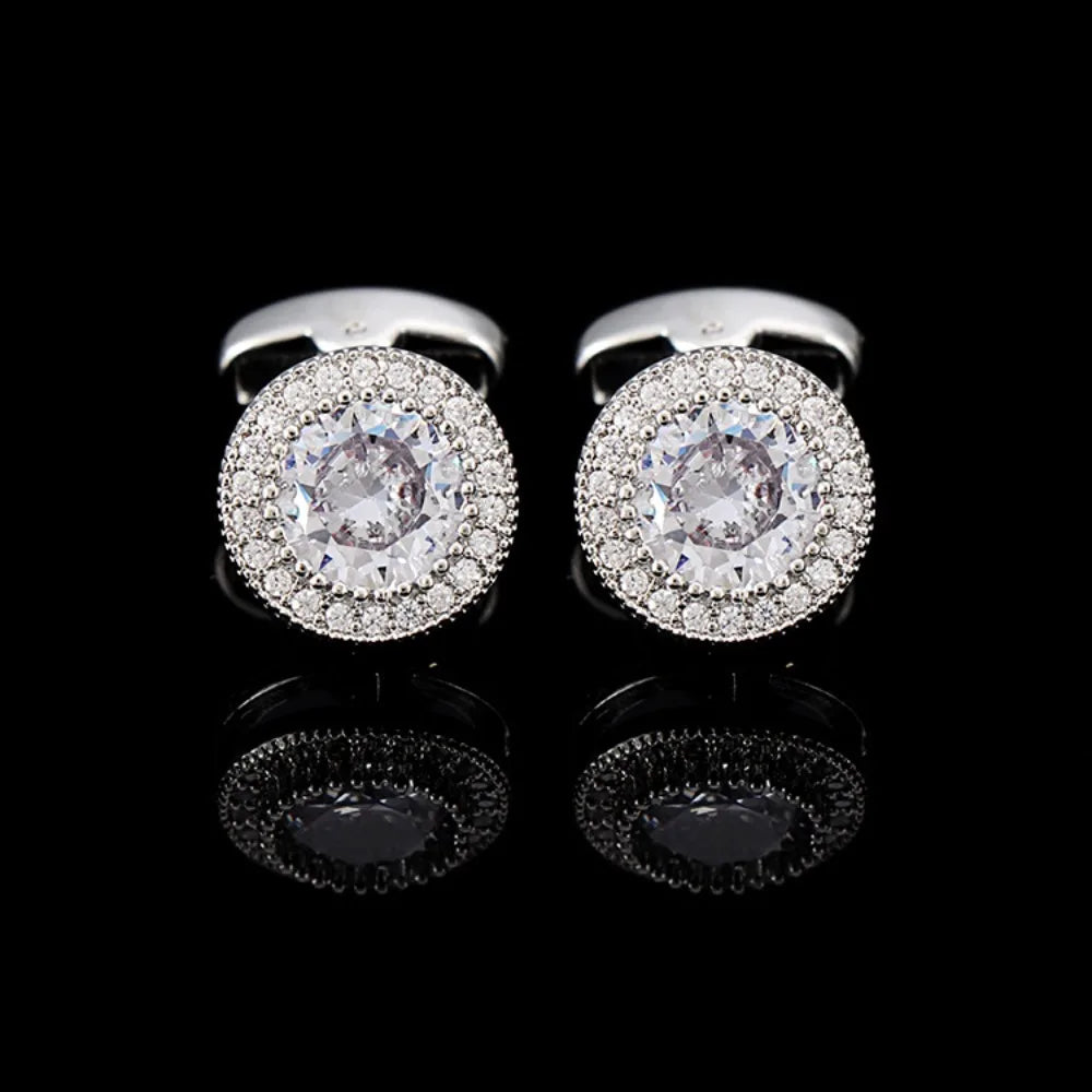 French Cufflinks for Men Light Luxury Women English Rhinestone Shirts Sleeve Studs High-end Business Banquet Suits Cuff Buttons