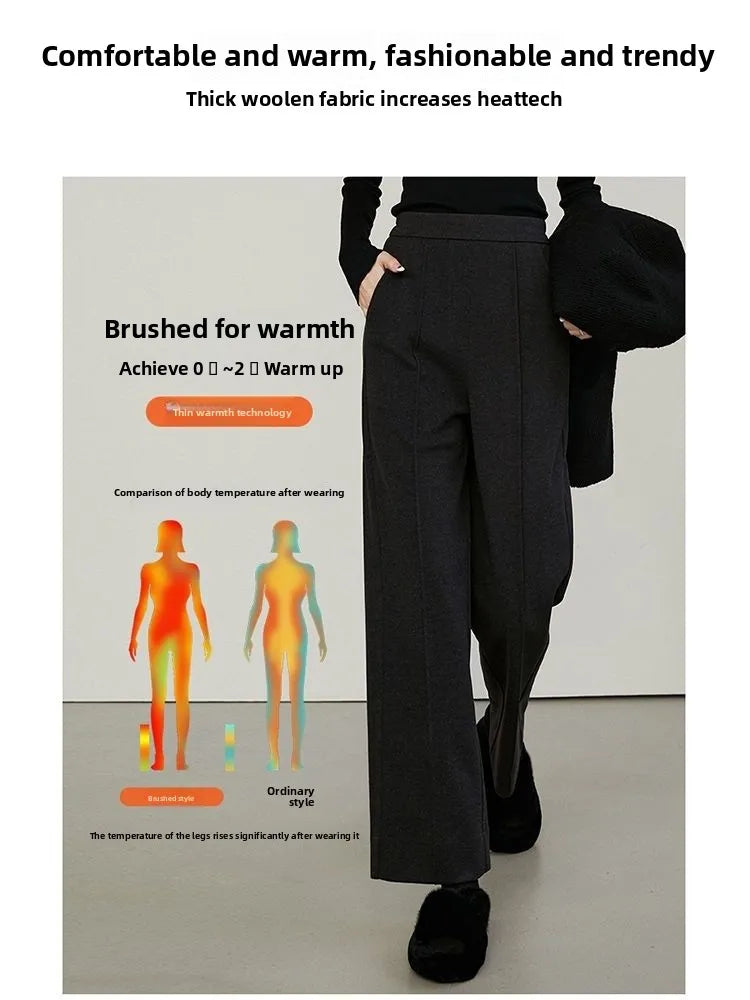 Luxe High-Waist Wool Blend Wide-Leg Trousers