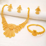 Nigerian Jewelery Set Wedding for Woman Dubai 24K Gold Color Jewelry Sets Earrings and Rings African Designer Bridal Necklace