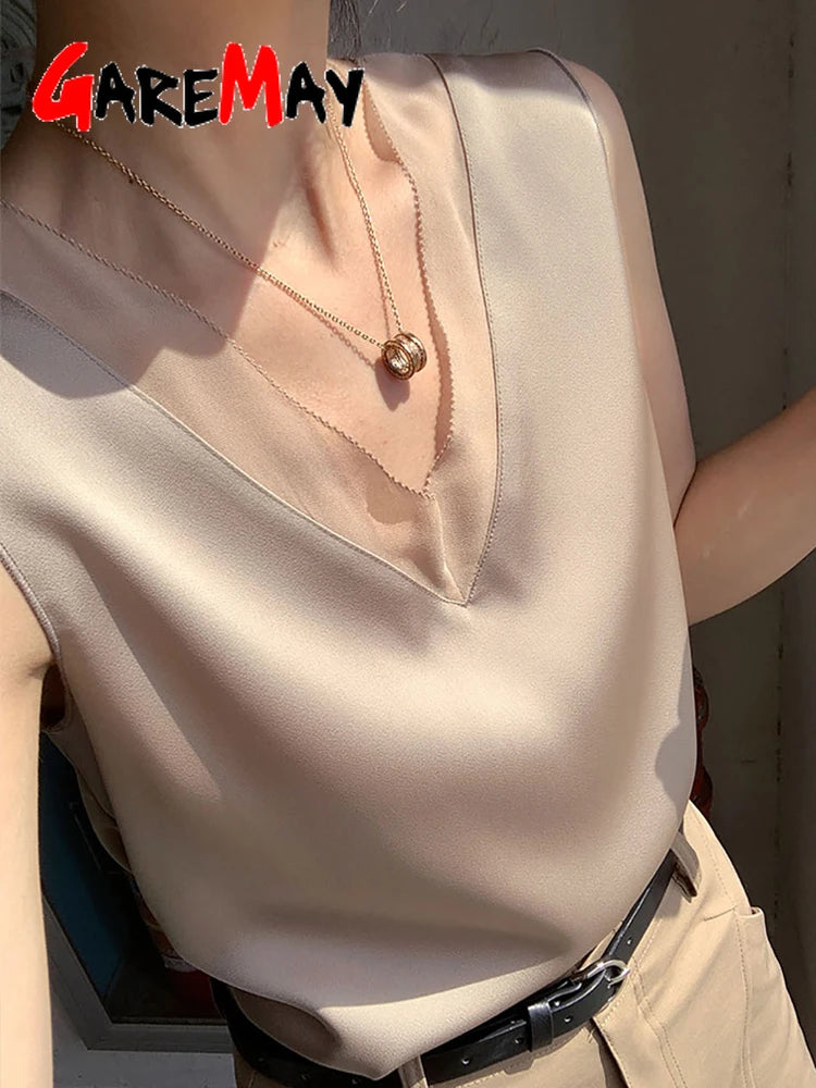 Women's Black Blouses Summer Elegant Tunic Vintage Office Satin Silk Blouse Basic Chiffon Tops Shirt 2025 For Women