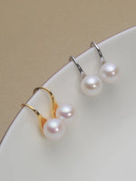 Classic 925 Sterling Silver Ear Hook Natural Freshwater Pearl Round Pearl Earring Jewelry 5A Earring Ear Hook Akoya Pearl EAT