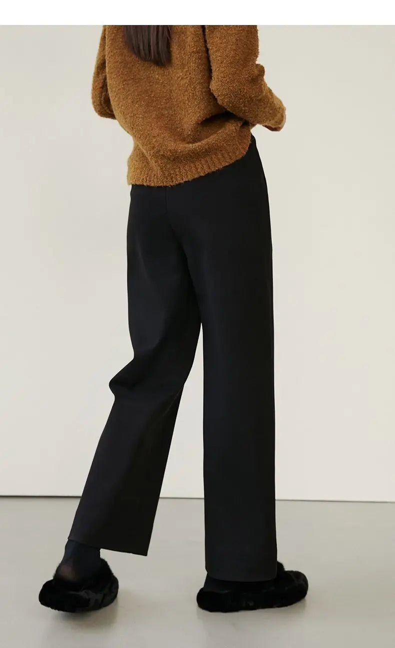 Luxe High-Waist Wool Blend Wide-Leg Trousers