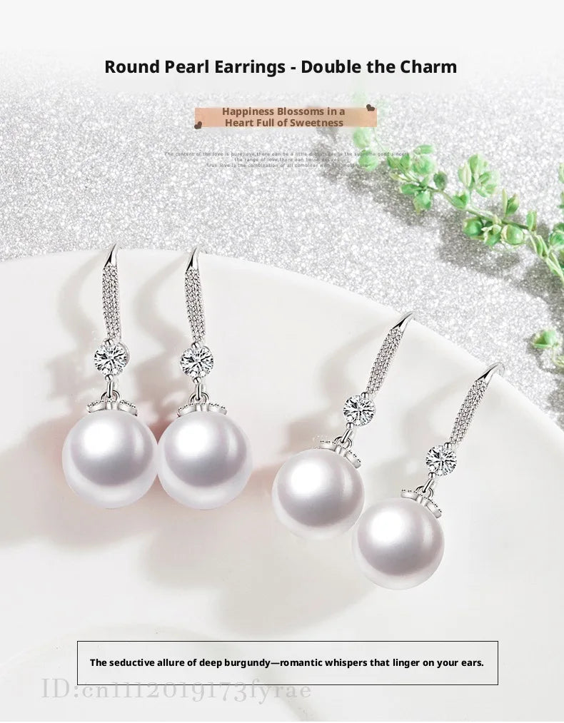 Elegant 925 Sterling Silver Luxury Pearl Earrings for Women, Wedding Party Jewelry Accessories