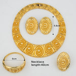 Dubai Big Jewelry Set Design for Women Wedding Bride Necklace Brazili Gold Plated Collor Earrings Bracelet Ring for Party Gift