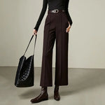 Luxe High-Waist Wool Blend Wide-Leg Trousers