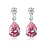 Drop Earrings Women Engagement Party Exquisite Ear Accessories Fashion Jewelry Temperament Sweet Pink Pear Cubic Zirconia