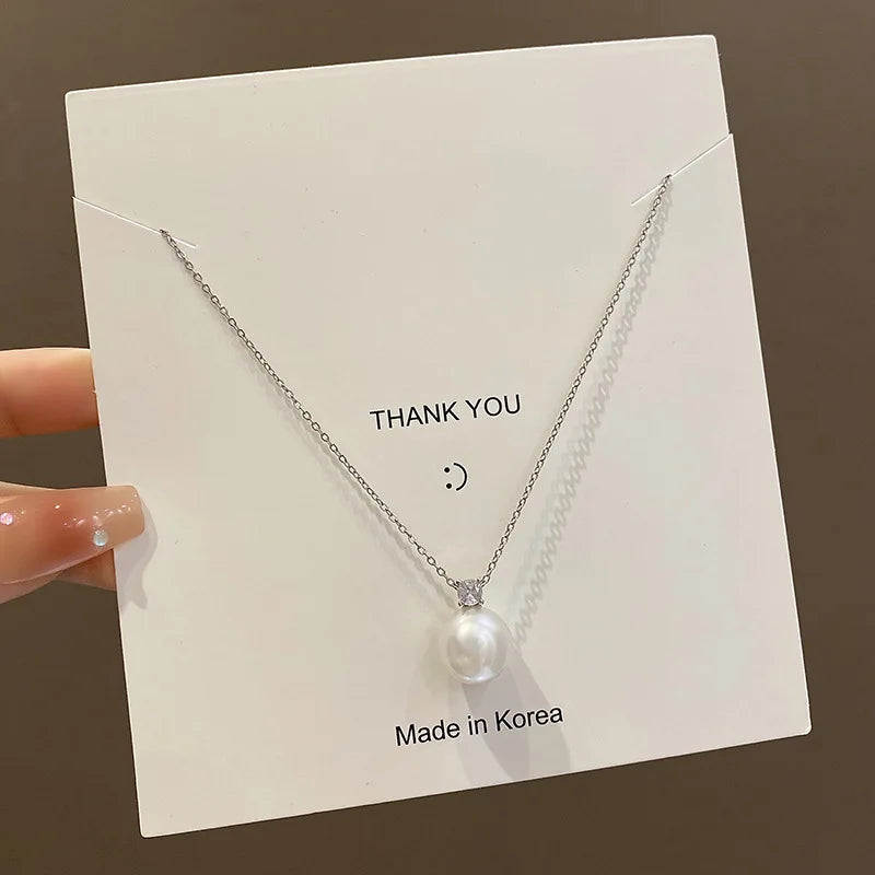 Women Pearl Pendant Necklace Minimalist Niche High-end Clavicle Chain Luxury Fashion Jewelry Accessories