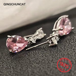 Drop Earrings Women Engagement Party Exquisite Ear Accessories Fashion Jewelry Temperament Sweet Pink Pear Cubic Zirconia