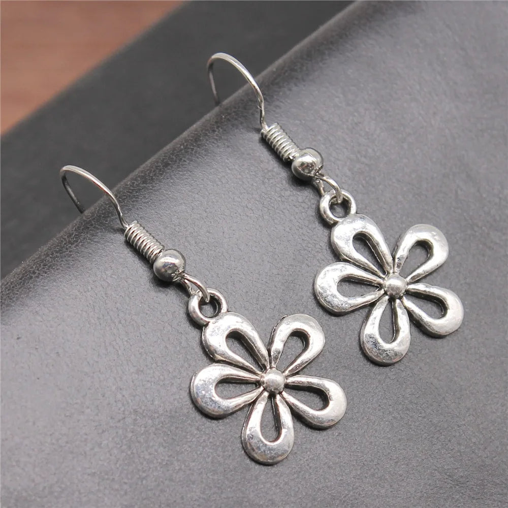 Women Drop Earrings Fashion Handmade Simple Design Cute Small Sunflower Flower Rose Chrysanthemum Daisy Pendant Earrings