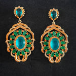 Big Round Drop Earrings Women Luxury Jewelry Shiny Zircon Wedding Bride Dinner Party Green Orange White Dangle Earrings