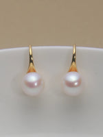 Classic 925 Sterling Silver Ear Hook Natural Freshwater Pearl Round Pearl Earring Jewelry 5A Earring Ear Hook Akoya Pearl EAT