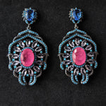 Big Round Drop Earrings Women Luxury Jewelry Shiny Zircon Wedding Bride Dinner Party Green Orange White Dangle Earrings