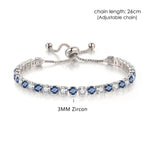 Tennis Bracelets For Women Simple Blue Round 3*3mm Zircon Rose Gold Color Female Bracelet Jewerlly Fashion Korean Gifts H055